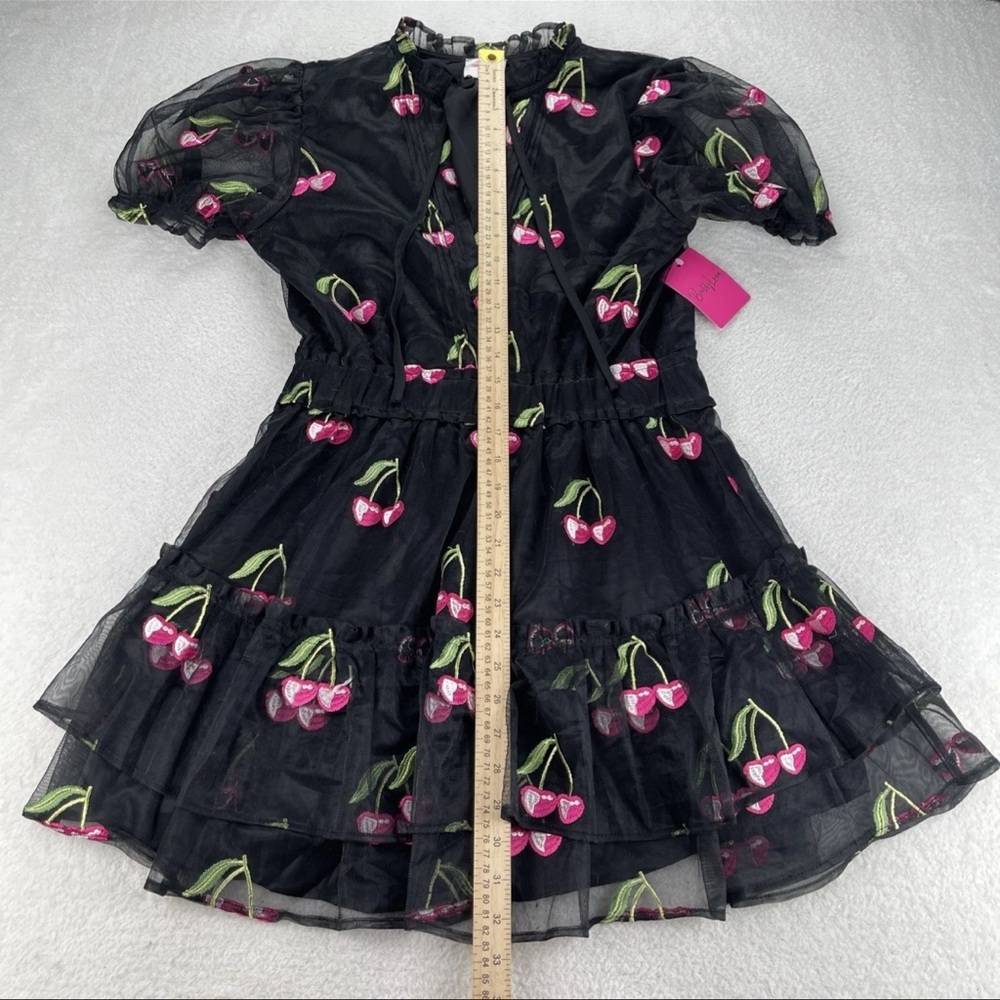 Buddy Love Sz Medium CLEMENTINE Elastic Waist Mini Dress Wild Cherries Black NWT - Picture 10 of 13